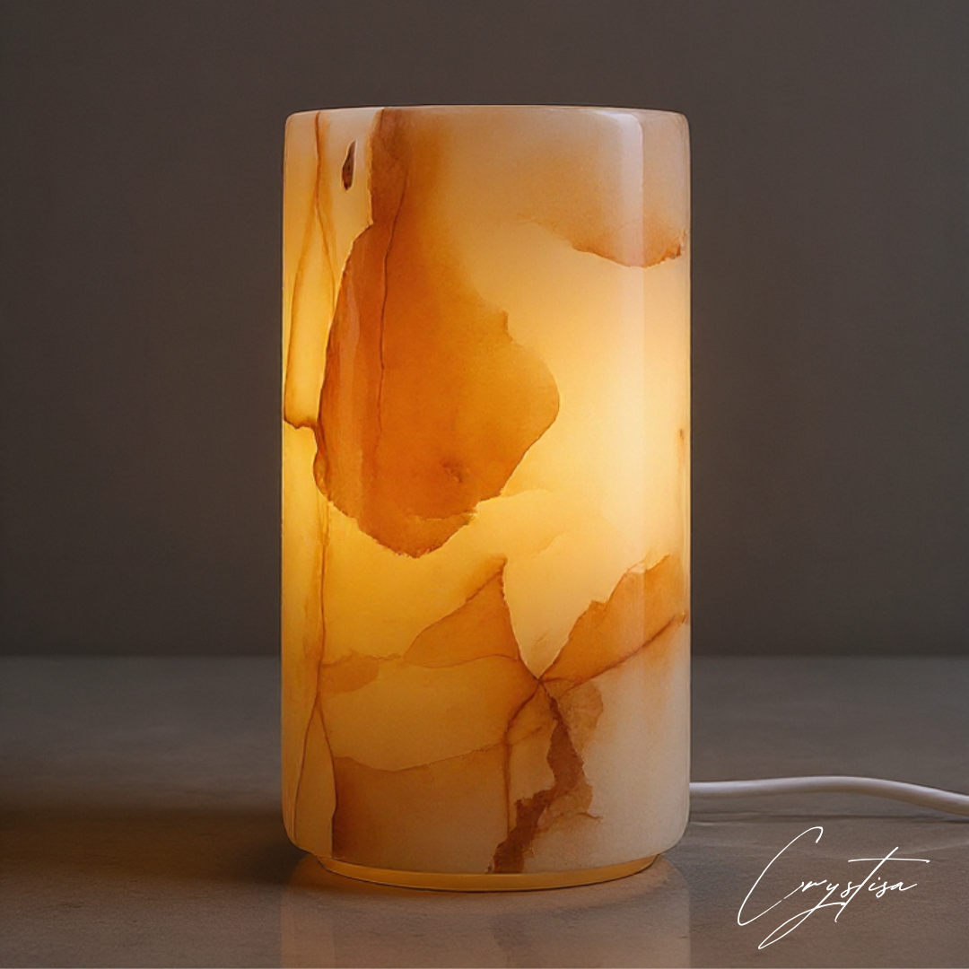 Lampe en Onyx du Maroc : Lumière Apaisante et Élégance Naturelle