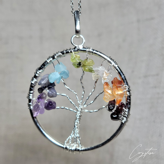 Pendentif Arbre de Vie – Harmonie et Élégance en 7 Pierres Naturelles