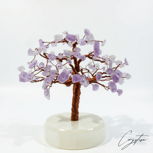 Arbre d’Améthyste sur base en Sélénite