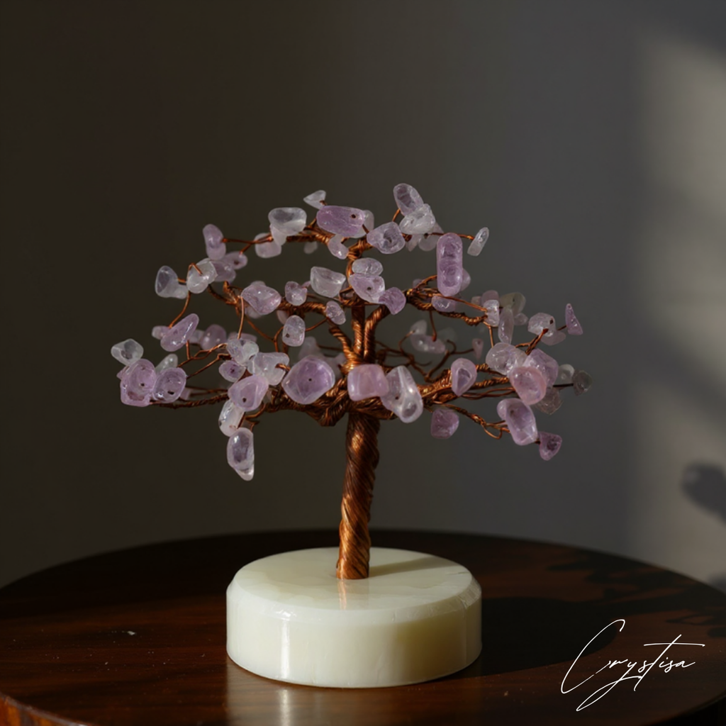 Arbre d’Améthyste sur base en Sélénite