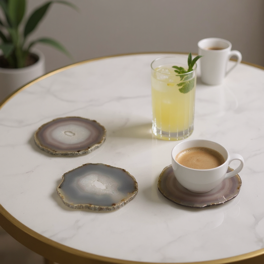 Set de 3 Sous-verres en Agate Naturelle : Élégance Authentique
